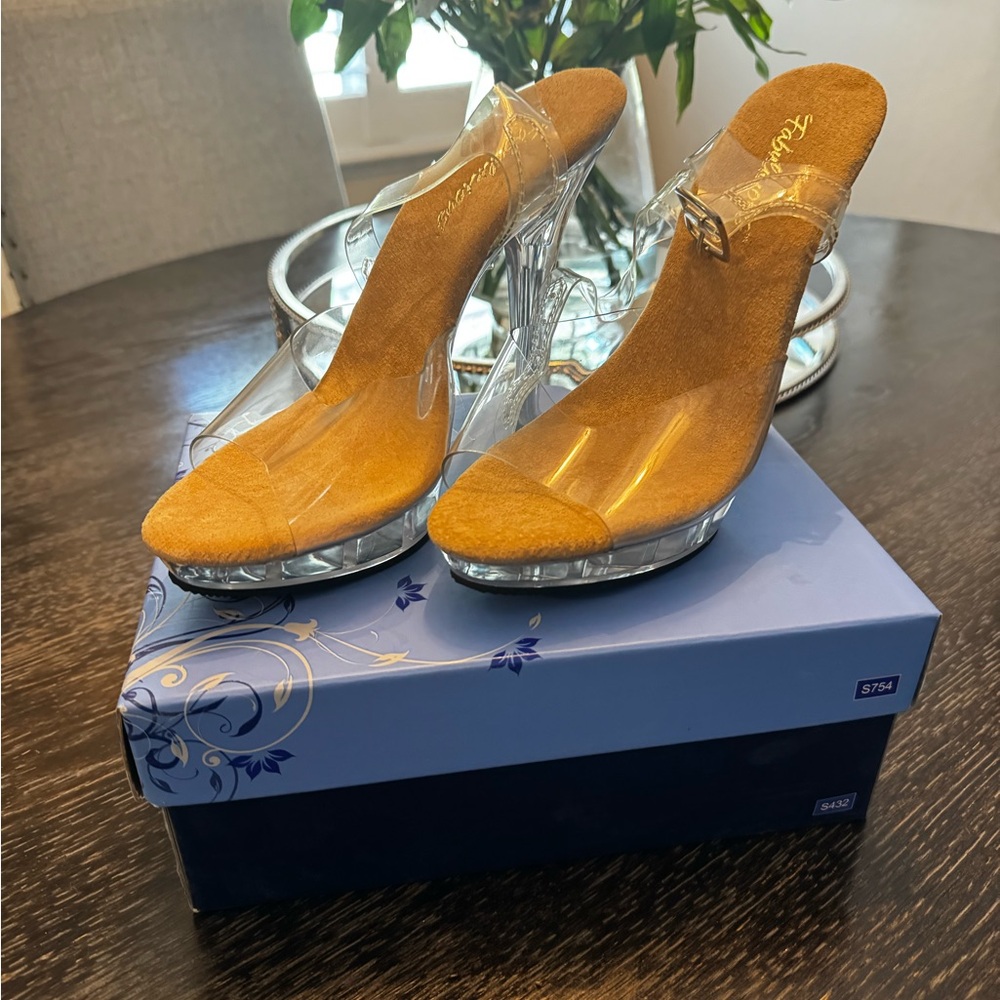 Stylish Clear and Tan Heels by Cape Robbin
